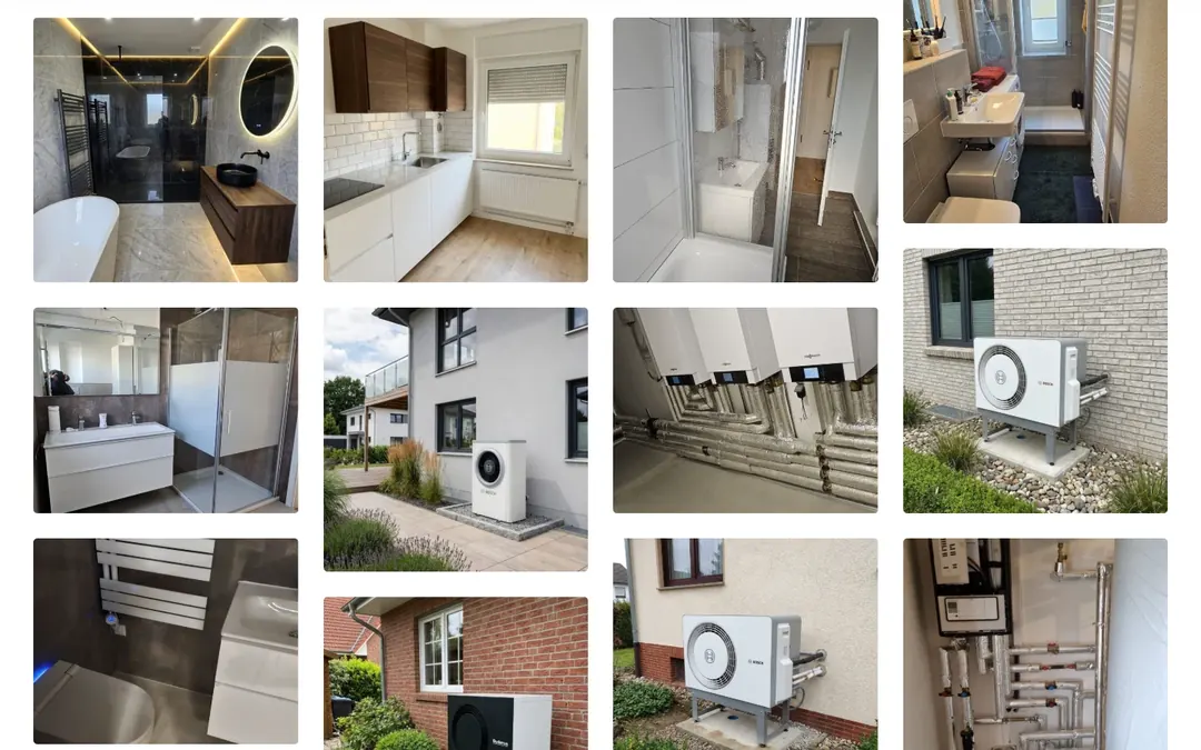 CS Haustechnik: Referenzen als Fotogalerie mit Bädern, Küchen und Wärmepumpen