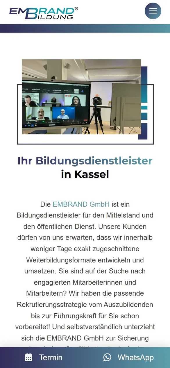 Startseite von EMBRAND auf dem Handy