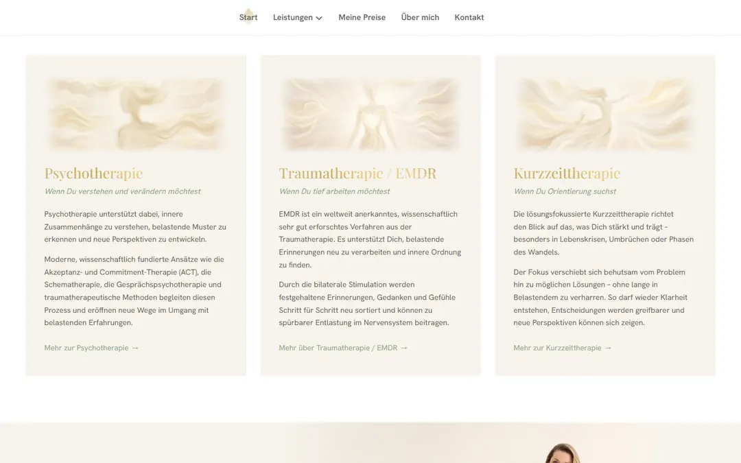 Melanie Heitmann: Drei Karten zu Psychotherapie, Traumatherapie und Kurzzeittherapie