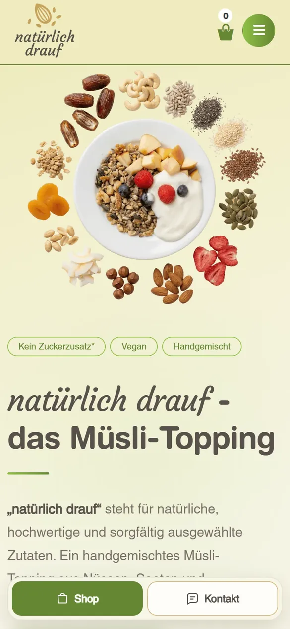 Startseite von natürlich drauf auf dem Handy