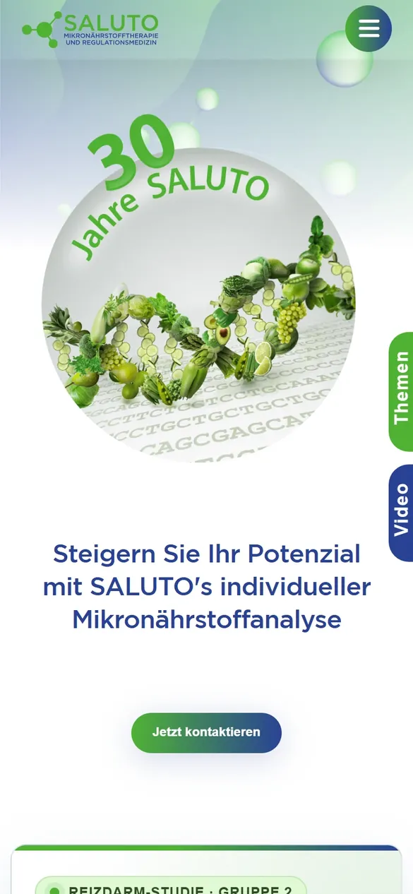Startseite von Saluto auf dem Handy